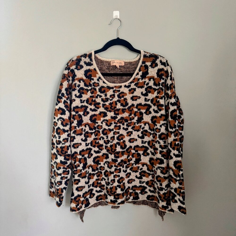 Philosophy Leopard Print Sweater XL Animal Print Knit Pullover Cozy Crewneck